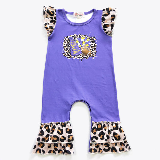 Leo Football Girl Romper - Purple