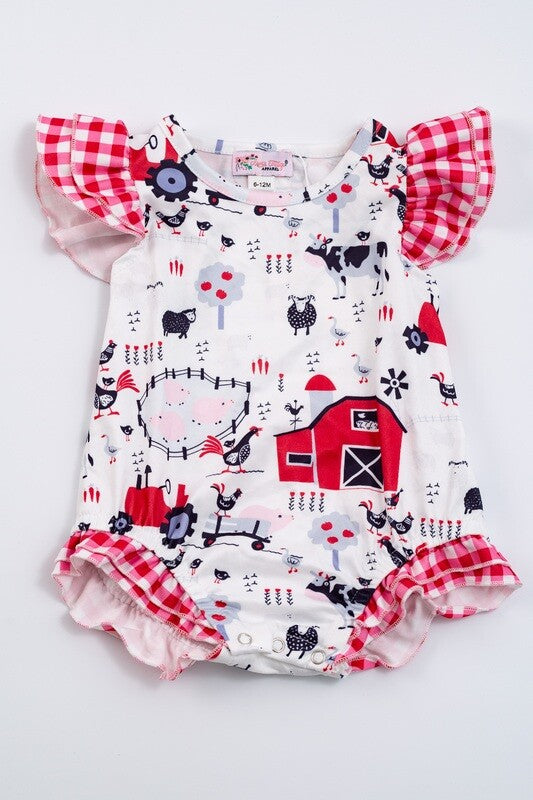 Red Barn Girl Romper