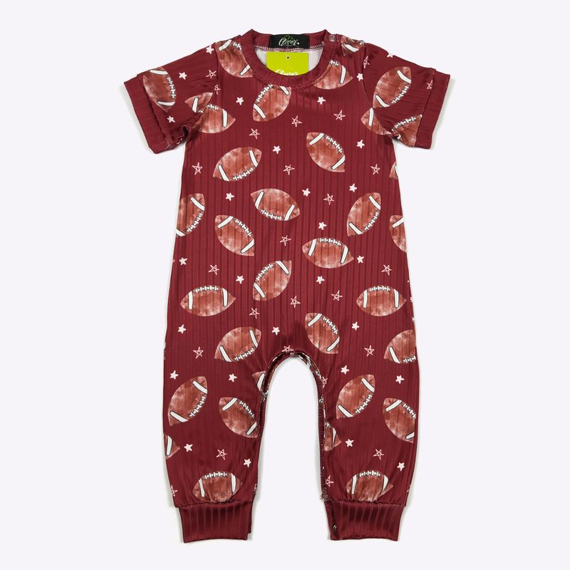 Football Boy Romper - Burgundy