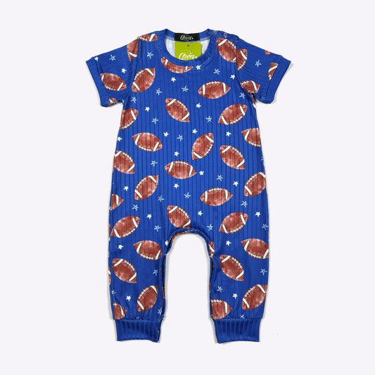 Football Boy Romper - Blue