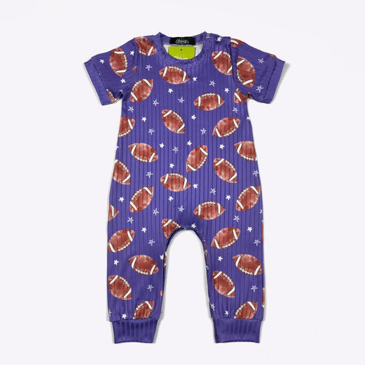 Football Boy Romper - Purple