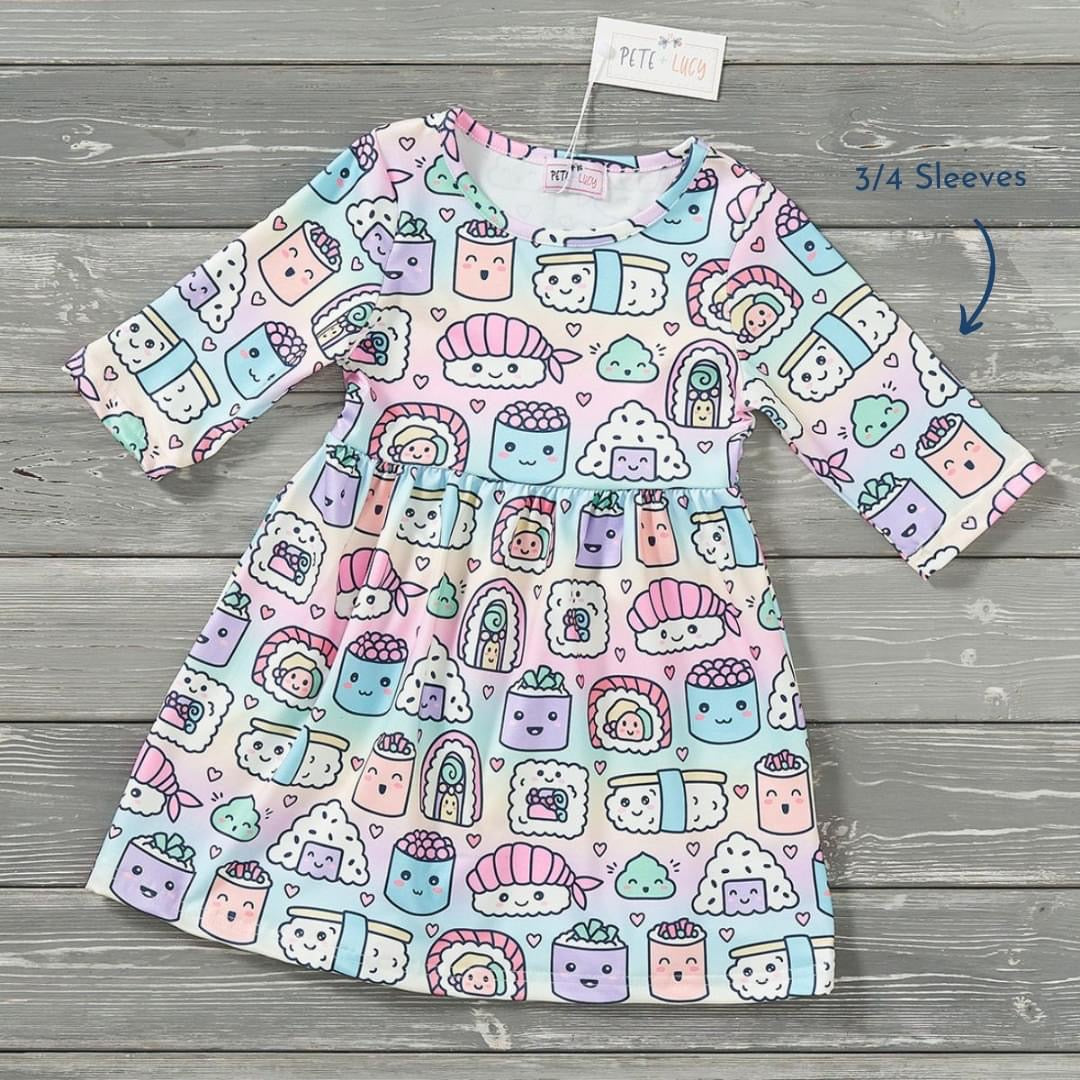 Sushi Friends 3/4 Sleeve Dress