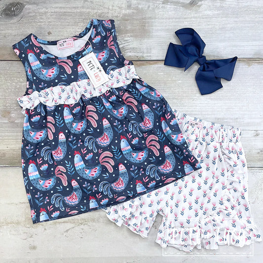 Cluck, Cluck,Cutie Shorts Set